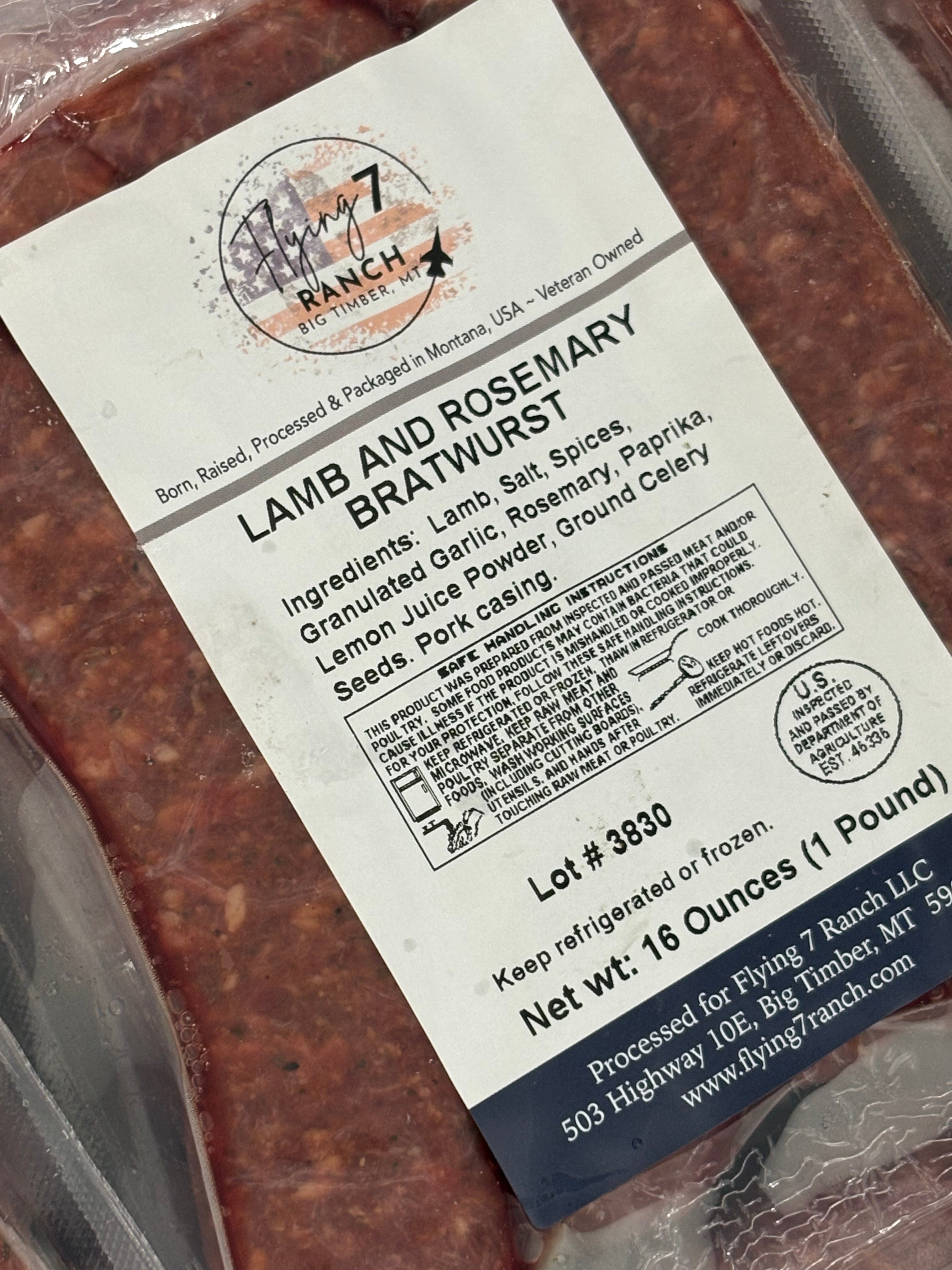 Lamb Garlic Rosemary Brats (4/pkg)